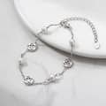 925 Silver Gold Plated Shell Pearls Lucky Clover Bracelet 1