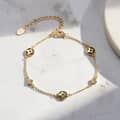 Rhodium Plated 925 Silver Four Leaf Clover Bracelet Black Shell Pearl 5