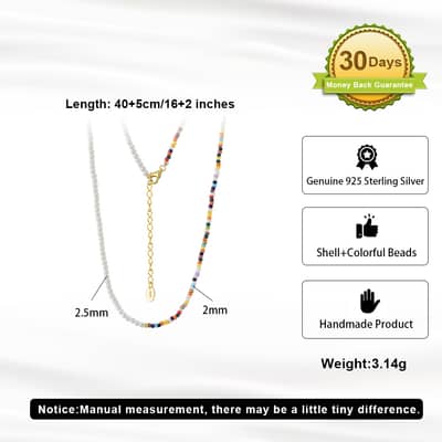Boho Handmade Beaded Choker Colorful Half Bead Half Pearl Necklace detail 5