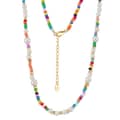 14K Gold Plated 925 Sterling Silver Bohemia Colorful Glass Beads Freshwater Shell Pearl Beaded Necklace 1