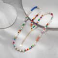 14K Gold Plated 925 Sterling Silver Bohemia Colorful Glass Beads Freshwater Shell Pearl Beaded Necklace 3