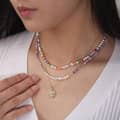 14K Gold Plated 925 Sterling Silver Bohemia Colorful Glass Beads Freshwater Shell Pearl Beaded Necklace 4