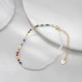 Colorful Tiny Seed Beaded Adjustable Bracelet, Boho Summer Half Pearl Bangle 1