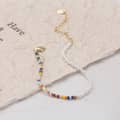 Colorful Tiny Seed Beaded Adjustable Bracelet, Boho Summer Half Pearl Bangle 2