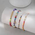 Colorful Tiny Seed Beaded Adjustable Bracelet, Boho Summer Half Pearl Bangle 4