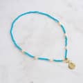 Natural Turquoise Beaded Necklace 925 Sterling Silver Handmade Freshwater Pearl Shell Pendant 2