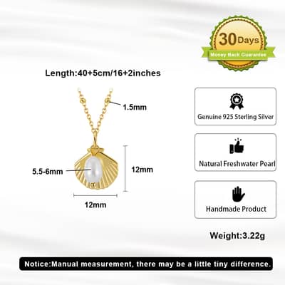 Trendy 14K Gold Plated Summer Shell Pendant Dainty Necklace 925 Sterling Silver Baroque Pearl detail 5