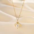14K Gold Plated Baroque Pearl Necklace Shell Pendant 925 Sterling Silver 2
