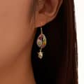 Vintage 925 Sterling Silver Colorful Oil Dropping Conch Starfish Pearl Earrings 4