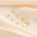 14K Gold Plated Zircon Starfish Freshwater Pearl Drop Earrings 3