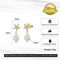 14K Gold Plated Zircon Starfish Freshwater Pearl Drop Earrings 4