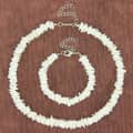 Boho Handmade Natural Puka Shell Chips Bracelet & Anklet Set Hawaiian Summer Seashell Rasta Necklace 4