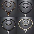 Vintage Resin Shark Tooth Necklace Set With Wooden Beaded Coconut Shell Bracelet 2