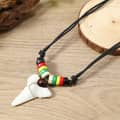 Bohemian Handmade Hawaii Summer Surf Choker With Wooden Bead Shark Tooth Necklace 2