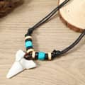 Bohemian Handmade Hawaii Summer Surf Choker With Wooden Bead Shark Tooth Necklace 4