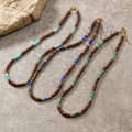 Vintage Boho Handmade Natural Rectangle Energy Stone Necklace With Summer Beach Coconut Beaded Choker 1