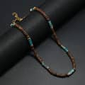 Vintage Boho Handmade Natural Rectangle Energy Stone Necklace With Summer Beach Coconut Beaded Choker 3