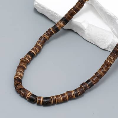 Boho Handmade Hawaii Beach Coconut Shell Beaded Necklace With Natural Turquoise Stone Puka Shell Surfing detail 6