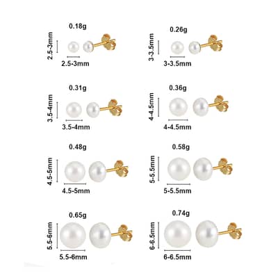 Fashion Pearl Stud Earrings Set 3-6mm White Freshwater Pearl Earrings 925 Silver detail 1