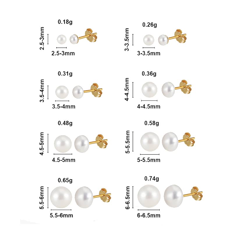 Fashion Pearl Stud Earrings Set 3-6mm White Freshwater Pearl Earrings 925 Silver - main