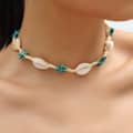 Cowry Puka Sea Shell Necklace with Summer Beach Shell Beaded Choker, Natural Stone Sea Turtle Jewelry 1