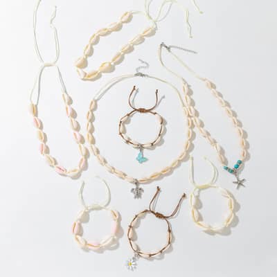 Cowry Puka Sea Shell Necklace with Summer Beach Shell Beaded Choker, Natural Stone Sea Turtle Jewelry detail 4
