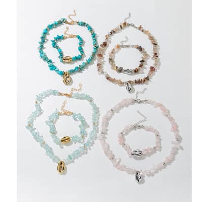 Cowry Puka Sea Shell Necklace with Summer Beach Shell Beaded Choker, Natural Stone Sea Turtle Jewelry detail 5