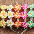 Sea Puka Shell Cowries Woven Choker with Frangipani Bracelet, Summer Beach Shell Plumeria Anklet Necklace 2