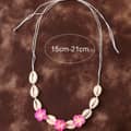 Sea Puka Shell Cowries Woven Choker with Frangipani Bracelet, Summer Beach Shell Plumeria Anklet Necklace 5