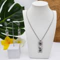 Gold Rectangle Bar With Plumeria Necklace & Natural Abalone Shell Turtle Drop Earring Jewelry Set 6
