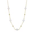 Four Leaf Clover Natural Shell Pearl Necklace, 14K Gold Plated 925 Sterling Silver 3