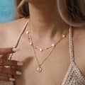 Four Leaf Clover Natural Shell Pearl Necklace, 14K Gold Plated 925 Sterling Silver 5