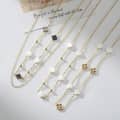 Four Leaf Clover Natural Shell Pearl Necklace, 14K Gold Plated 925 Sterling Silver 6