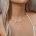 Double Layer Pearl Clover Necklace with Black Shell Clover, 925 Sterling Silver 2
