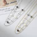 Double Layer Pearl Clover Necklace with Black Shell Clover, 925 Sterling Silver 3