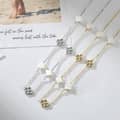 White Natural Shell Pearl Lucky Four Leaf Clover Necklace, 925 Sterling Silver & 14K Gold Plated 1