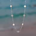White Natural Shell Pearl Lucky Four Leaf Clover Necklace, 925 Sterling Silver & 14K Gold Plated 4