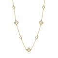 Shell Pearl Four-leaf Clover Collarbone Chain Necklace, 14K Gold Plated 925 Sterling Silver 1