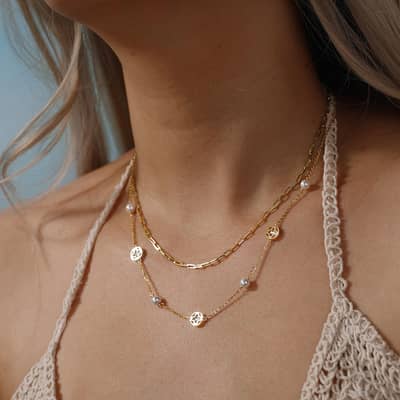 Shell Pearl Four Leaf Clover Pendant Necklace, 925 Sterling Silver detail 3