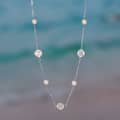 Shell Pearl Four Leaf Clover Pendant Necklace, 925 Sterling Silver 4