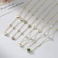 Black Shell Pearl Four Leaf Clover Collarbone Chain Necklace, 925 Sterling Silver 4