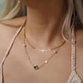 Four-leaf Clover Shell Pearl Clavicle Chain Necklace, 14K Gold Plated 925 Silver 4