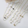 Four-leaf Clover Shell Pearl Clavicle Chain Necklace, 14K Gold Plated 925 Silver 6