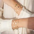S925 Sterling Silver Shell Pearl 14K Gold Plated Lucky Four Leaf Clover Chain Bracelet 1