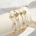 S925 Sterling Silver Shell Pearl 14K Gold Plated Lucky Four Leaf Clover Chain Bracelet 3