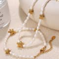 Stainless Steel Tarnish Free Pearl Bracelet Necklace Set 18K Gold Plated Ocean Series Starfish Pendant 1