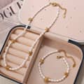 Stainless Steel Tarnish Free Pearl Bracelet Necklace Set 18K Gold Plated Ocean Series Starfish Pendant 2