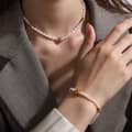 Stainless Steel Tarnish Free Pearl Bracelet Necklace Set 18K Gold Plated Ocean Series Starfish Pendant 4