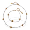 Stainless Steel Tarnish Free Pearl Bracelet Necklace Set 18K Gold Plated Ocean Series Starfish Pendant 5