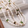 Stainless Steel 18K Gold Plated Pearl Necklace Bracelet Set Freshwater Pearl Choker 1